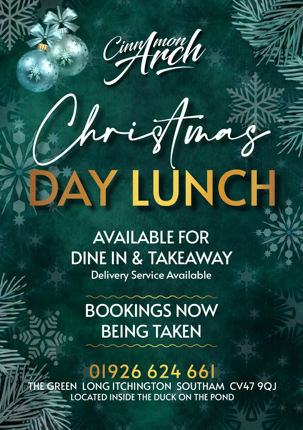 Cinnamon Arch Christmas Day lunch booking information